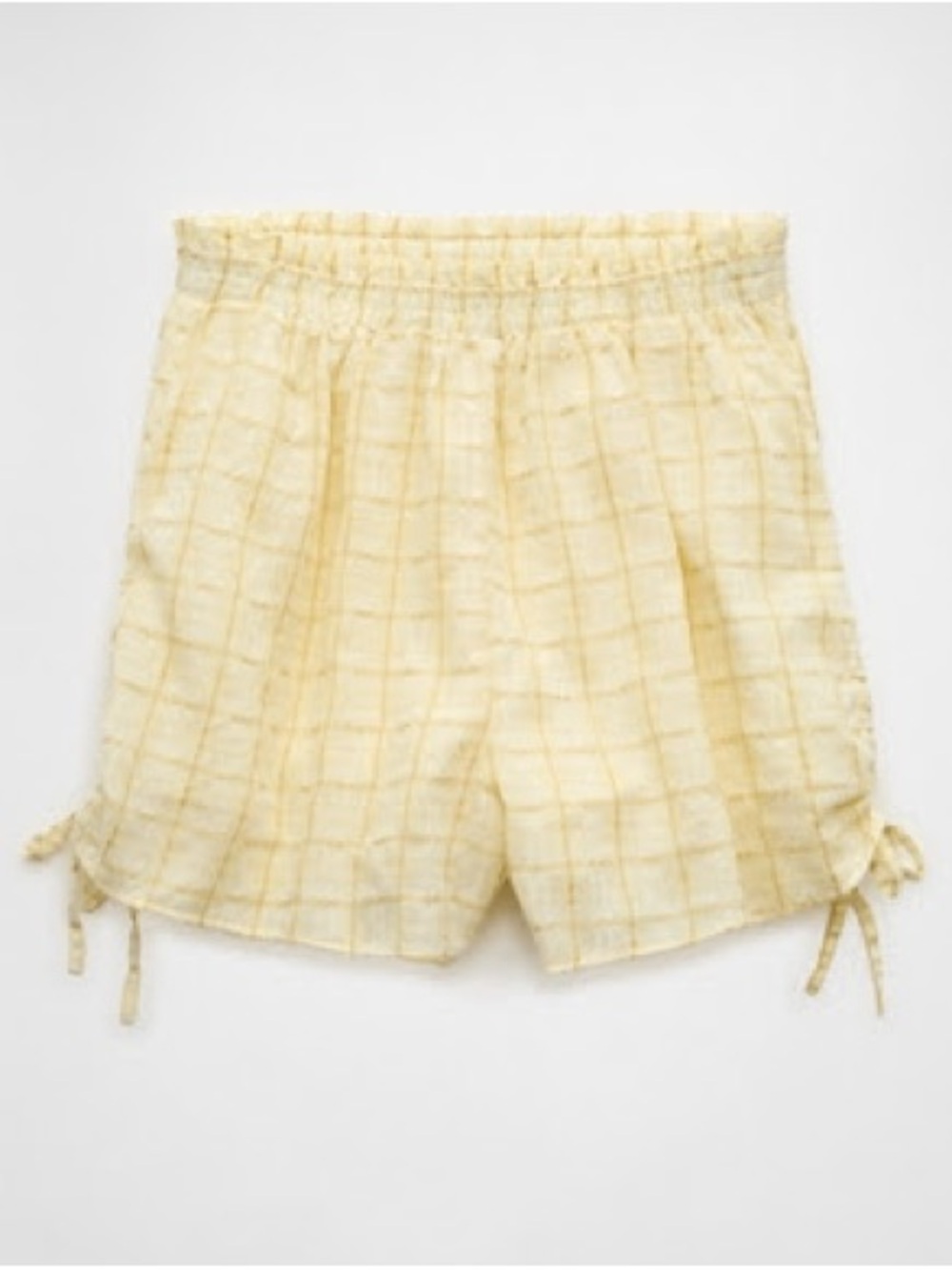 American Eagle Outfitters yellow and Cream Side Tie High Waisted Shorts